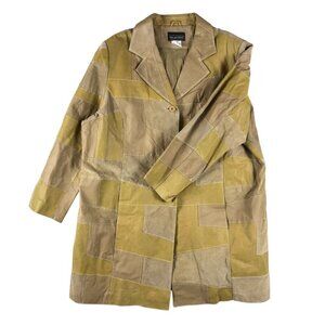 Plus Size 3X/4X Vintage Leather Patchwork Jacket VIA ACCENTI